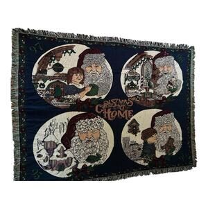 Vintage Chatham Tapestry Holiday Throw Blanket Christmas At Home Excellent
